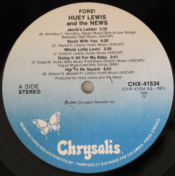 Huey Lewis And The News* : Fore! (LP, Album, Club)