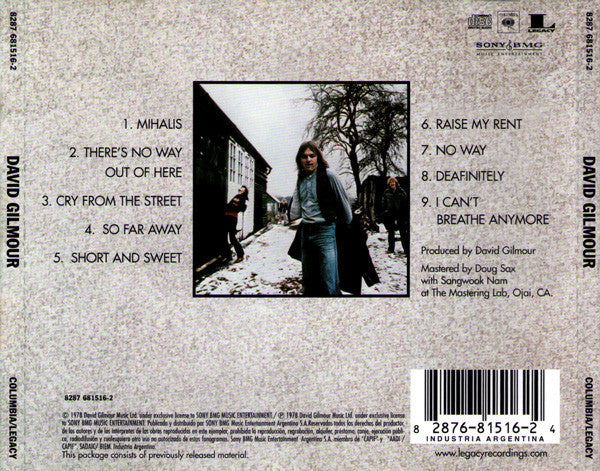 David Gilmour : David Gilmour (CD, Album, RE, RM)