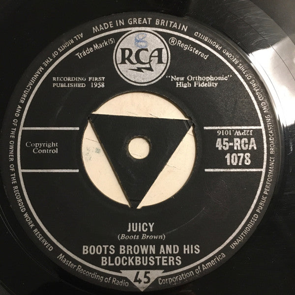 Boots Brown And His Blockbusters : Cerveza / Juicy (7", Single, Tri)