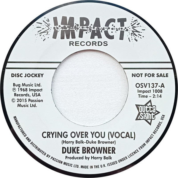 Duke Browner : Crying Over You (Vocal) / Crying Over You (Instrumental) (7")