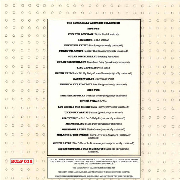 Various : The Rockabilly Acetates Collection  (LP, Album, Comp, Ltd, Num)