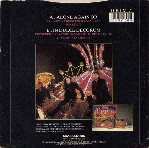 The Damned : Alone Again Or (7", Single)