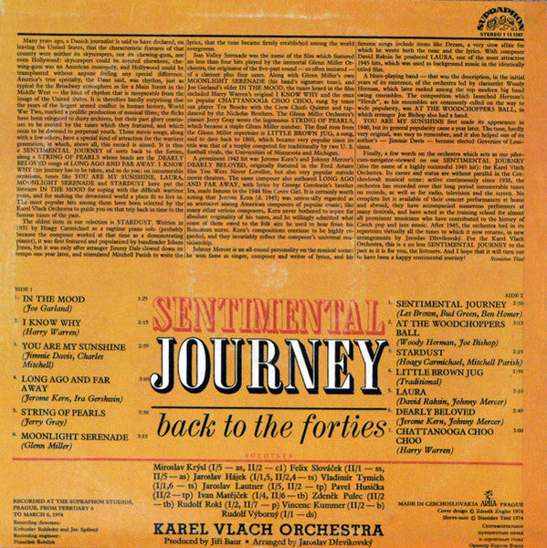 Karel Vlach Orchestra : Sentimental Journey Back To The Forties (LP, Album, RP)