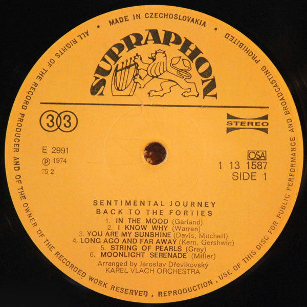 Karel Vlach Orchestra : Sentimental Journey Back To The Forties (LP, Album, RP)