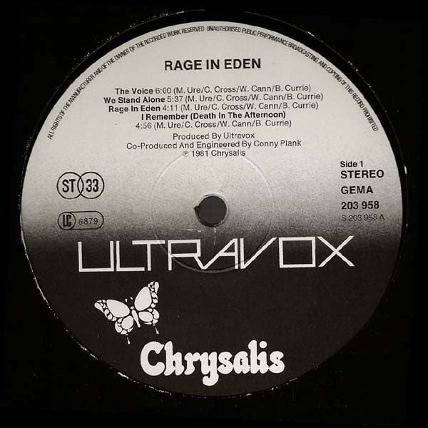 Ultravox : Rage In Eden (LP, Album)