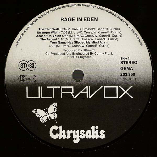 Ultravox : Rage In Eden (LP, Album)