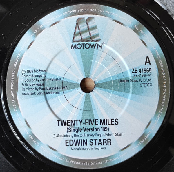 Edwin Starr : Twenty Five Miles (Remix '89) (7", Single)