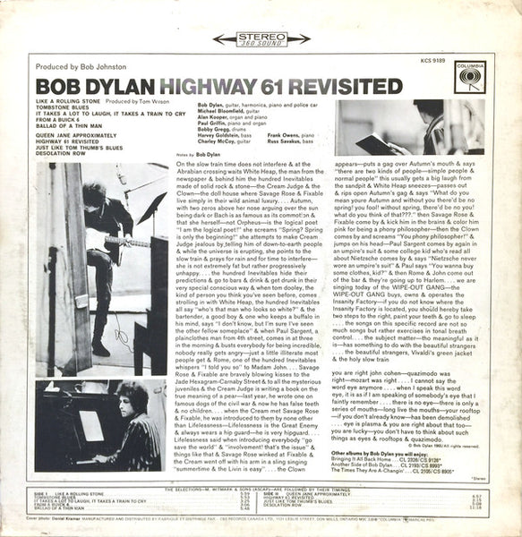 Bob Dylan : Highway 61 Revisited (LP, Album, RE)