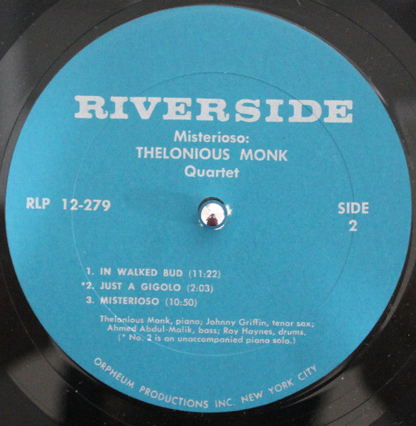 The Thelonious Monk Quartet : Misterioso (LP, Album, Mono, RE)