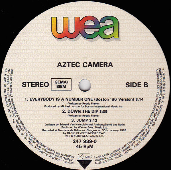 Aztec Camera : Somewhere In My Heart (12", Single)