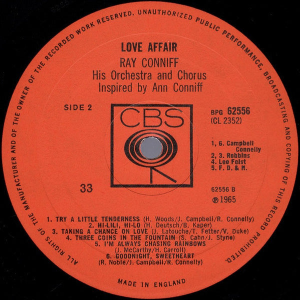 Ray Conniff And The Singers : Love Affair (LP, Album, Mono)