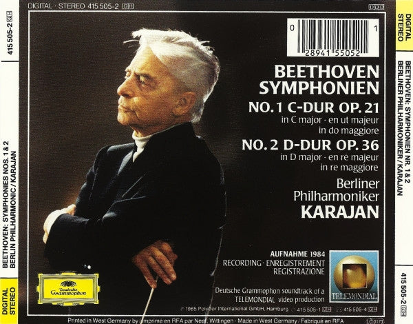 Beethoven* - Karajan* - Berliner Philharmoniker : Symphonien 1 & 2 (CD, Album)