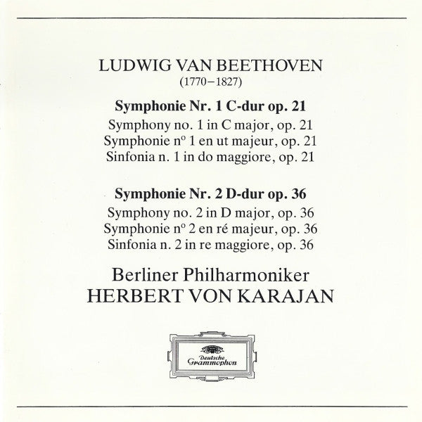Beethoven* - Karajan* - Berliner Philharmoniker : Symphonien 1 & 2 (CD, Album)