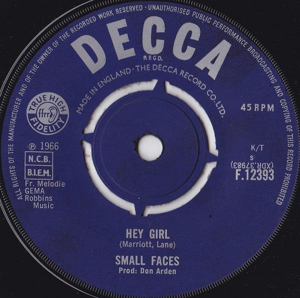 Small Faces : Hey Girl (7")
