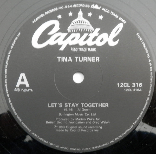 Tina Turner : Let's Stay Together (12", Single, Pic)