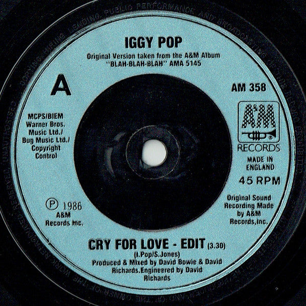 Iggy Pop : Cry For Love (7", Com)