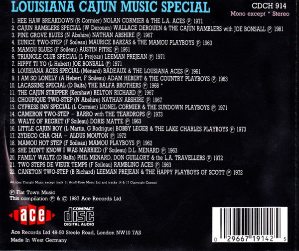 Various : Louisiana Cajun Music Special (CD, Comp)