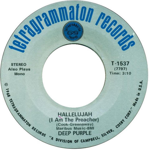 Deep Purple : Hallelujah (I Am The Preacher) (7", Single, Ter)