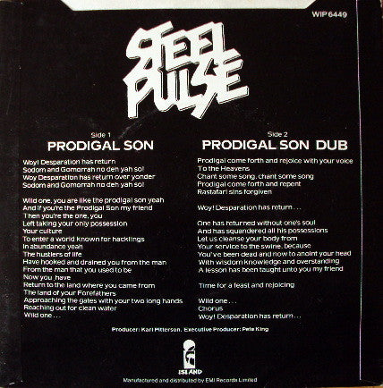 Steel Pulse : Prodigal Son (7", Single, M/Print)
