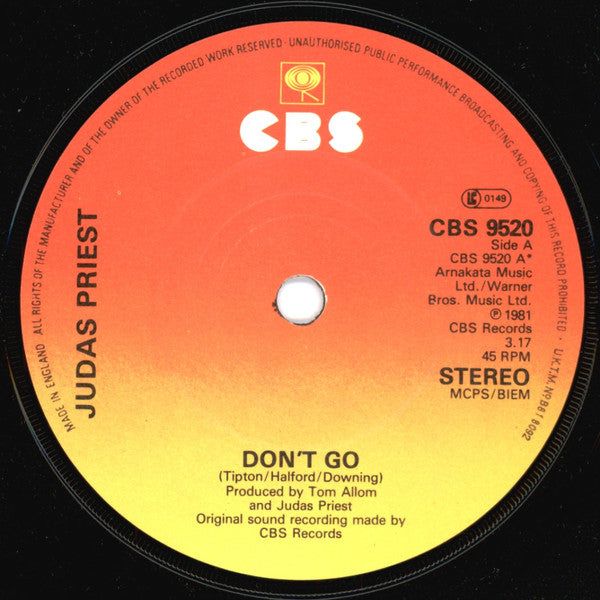 Judas Priest : Don't Go (7", Single, Pap)