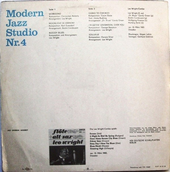 Leo Wright-Combo* : Modern Jazz Studio Nr. 4 (LP, Rus)