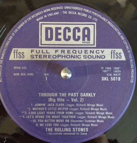 The Rolling Stones : Through The Past, Darkly (Big Hits Vol. 2) (LP, Comp, RE, Squ)