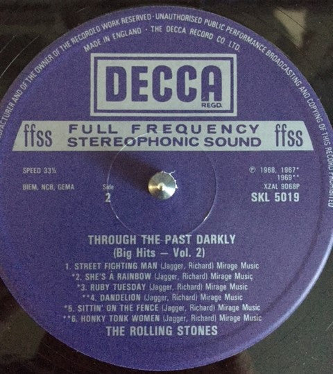 The Rolling Stones : Through The Past, Darkly (Big Hits Vol. 2) (LP, Comp, RE, Squ)