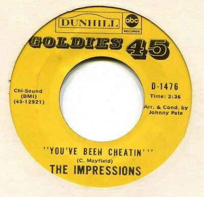 The Impressions : You've Been Cheatin' (7", RE)