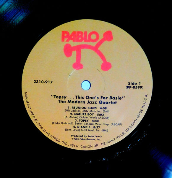 The Modern Jazz Quartet : "Topsy" This One's For Basie (LP)