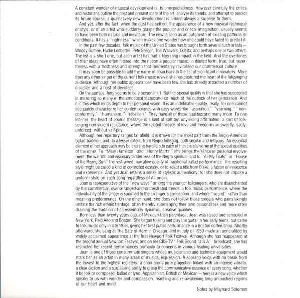 Joan Baez : Joan Baez Volume 1 (CD, Album, RE)