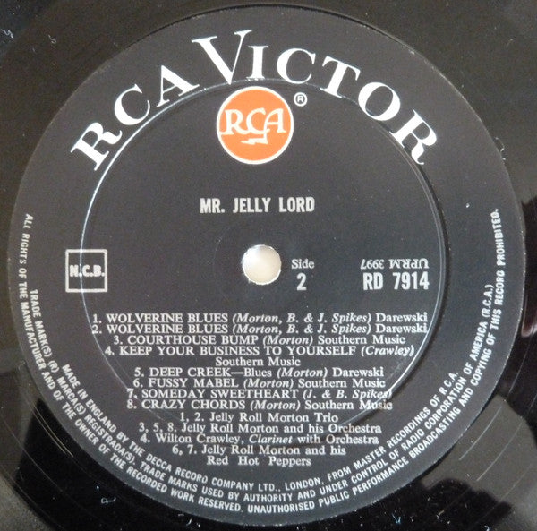 Jelly Roll Morton : Mr. Jelly Lord (LP, Comp, Mono)