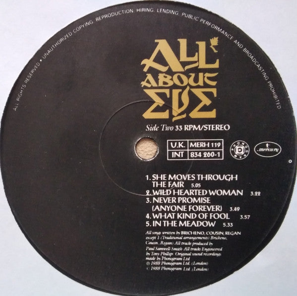 All About Eve : All About Eve (LP, Album, JA )