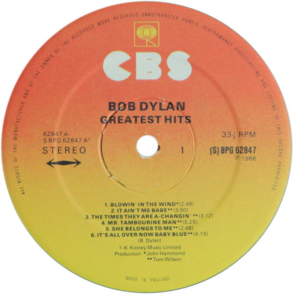 Bob Dylan : Greatest Hits (LP, Comp, RE)