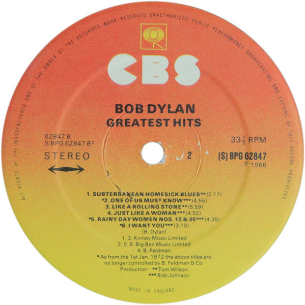 Bob Dylan : Greatest Hits (LP, Comp, RE)