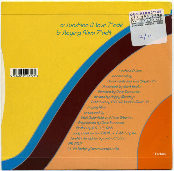 Happy Mondays : Sunshine & Love (7", Single)