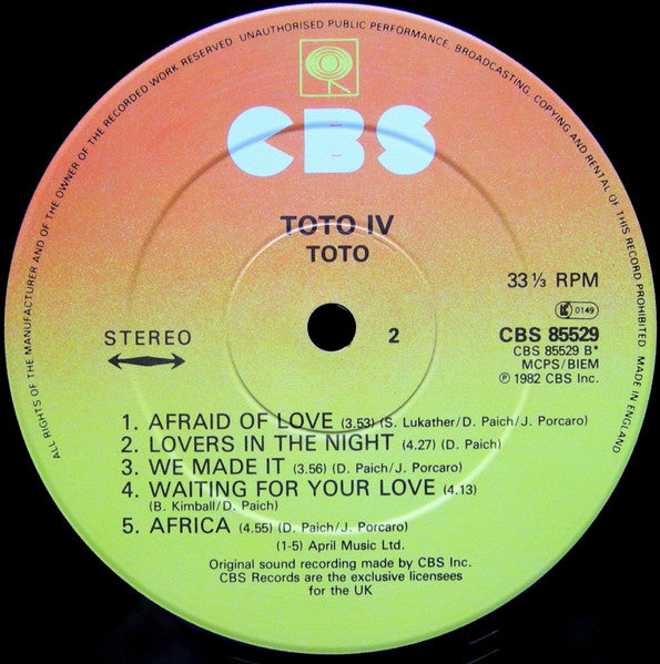 Toto : Toto IV (LP, Album)