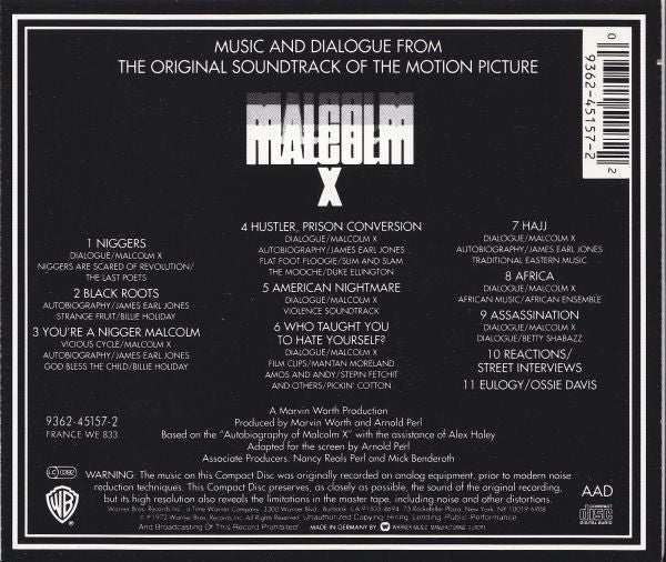 Various : Malcolm X - Music And Dialogue From The Original Soundtrack Of The Motion Picture (CD, Album)