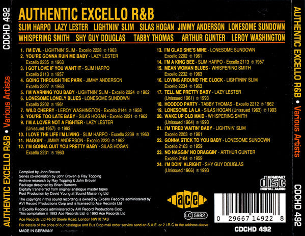 Various : Authentic Excello R & B (CD, Comp, RE)
