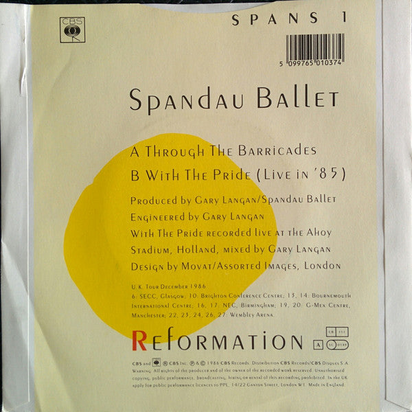 Spandau Ballet : Through The Barricades (7", Single)