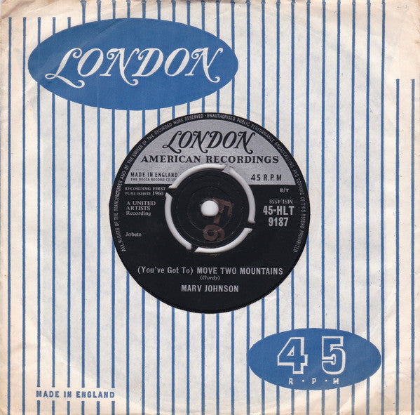 Marv Johnson : (You've Got To) Move Two Mountains / I Need You (7")