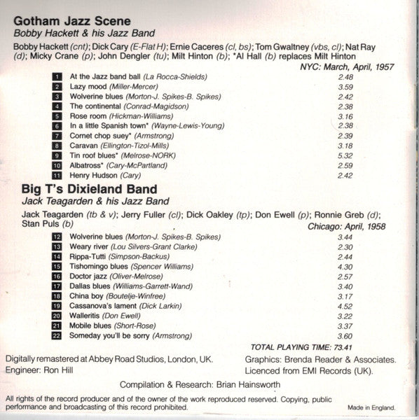 Bobby Hackett And His Jazz Band, Jack Teagarden & His Jazz Band* : Gotham Jazz Scene / Big T's Dixieland Band (CD, Comp)