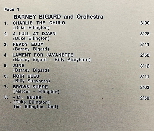 Barney Bigard - Albert Nicholas : Barney Bigard-Albert Nicholas (LP, Comp, Mono)