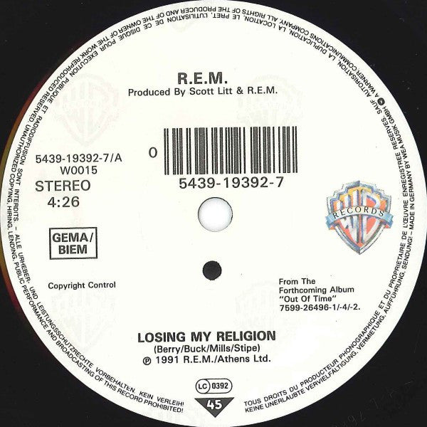 R.E.M. : Losing My Religion (7", Single)