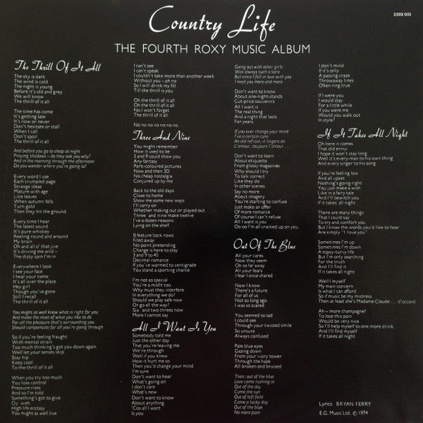 Roxy Music : Country Life (LP, Album, RE)