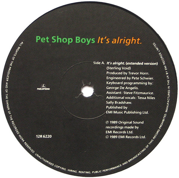 Pet Shop Boys : It's Alright (12", Single)