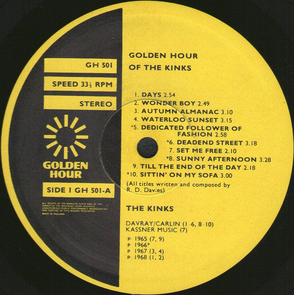 The Kinks : Golden Hour Of The Kinks (LP, Comp, Emb)