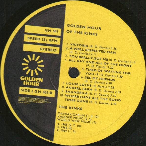 The Kinks : Golden Hour Of The Kinks (LP, Comp, Emb)