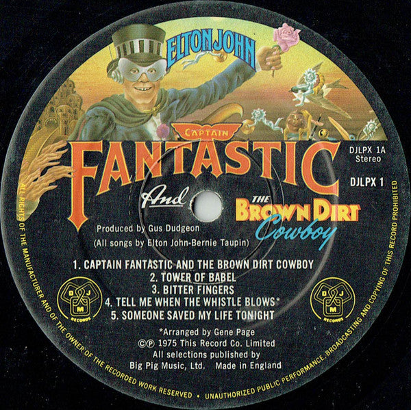 Elton John : Captain Fantastic And The Brown Dirt Cowboy (LP, Album, CBS)