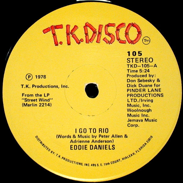 Eddie Daniels : I Go To Rio / One Night With You (12")