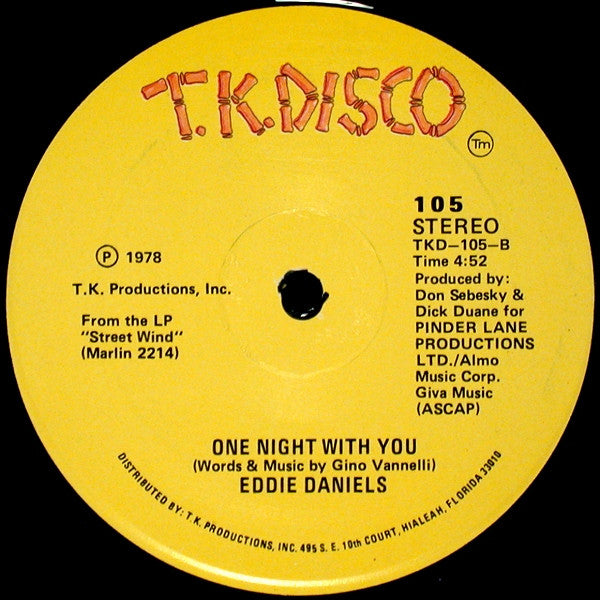 Eddie Daniels : I Go To Rio / One Night With You (12")